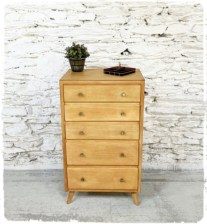 Chiffonnier Commode Haute Vintage Pieds Compas Années 50