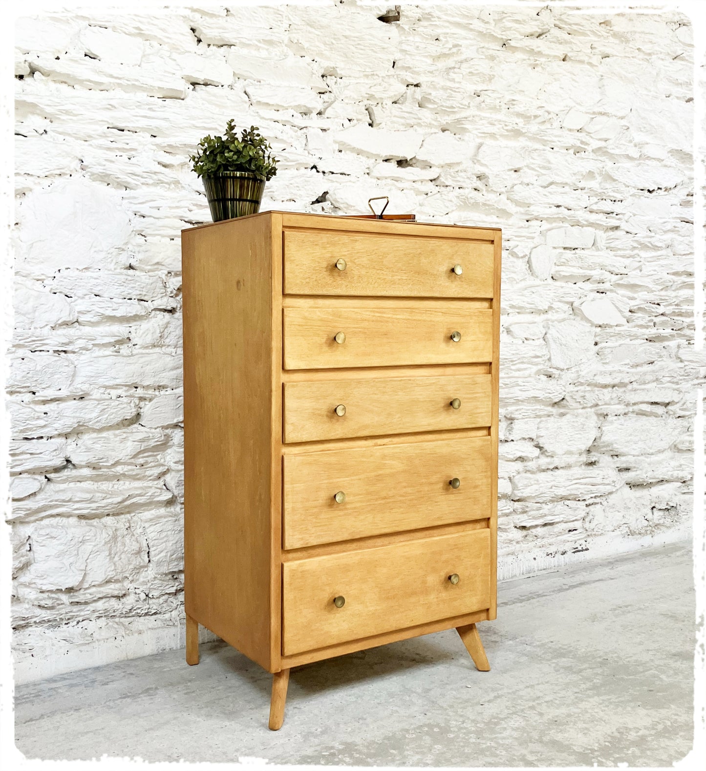 Chiffonnier Commode Haute Vintage Pieds Compas Années 50
