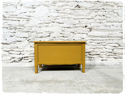 Coffre Banc Vintage en Bois Revisité Moutarde