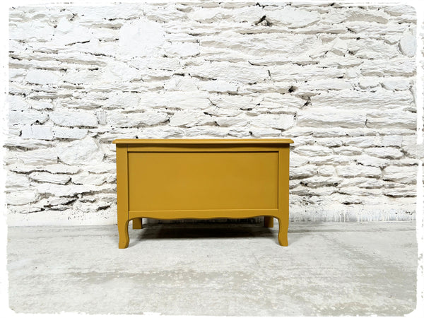Coffre Banc Vintage en Bois Revisité Moutarde