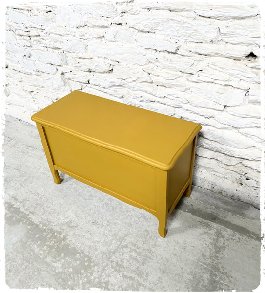 Coffre Banc Vintage en Bois Revisité Moutarde