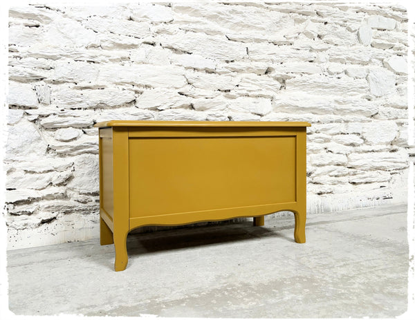 Coffre Banc Vintage en Bois Revisité Moutarde