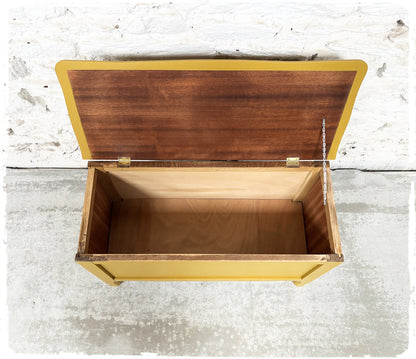 Coffre Banc Vintage en Bois Revisité Moutarde