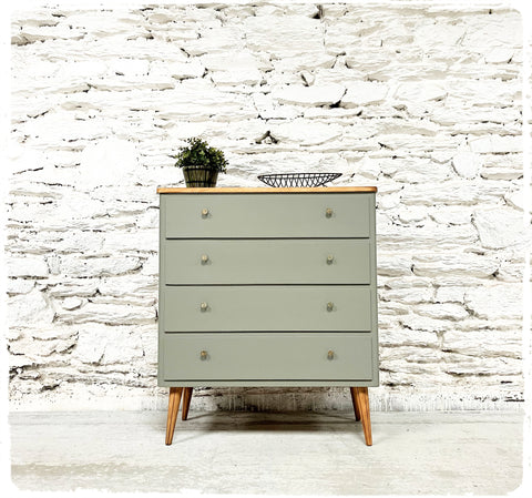 Commode Vintage Pieds Compas Gris Vert