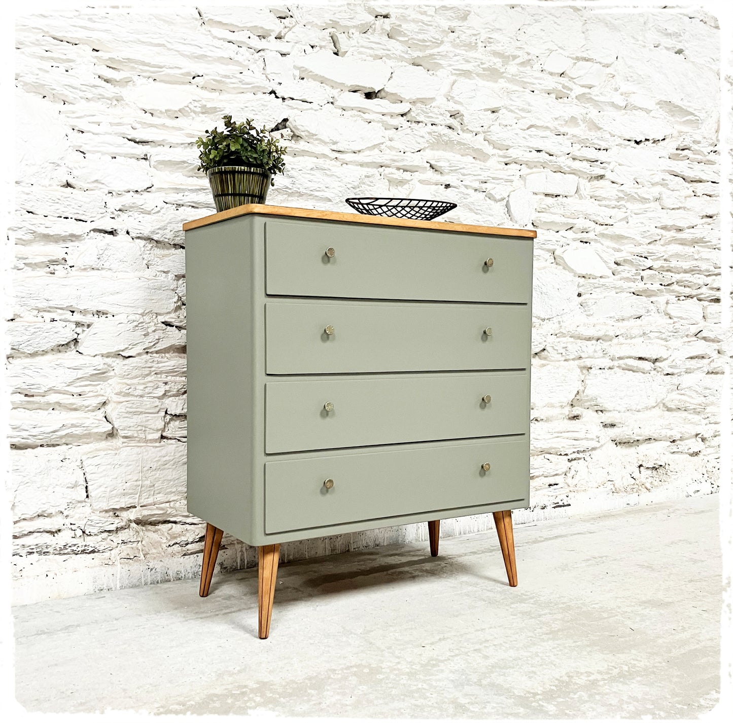 Commode Vintage Pieds Compas Gris Vert
