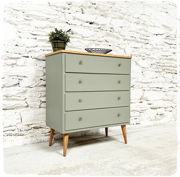 Commode Vintage Pieds Compas Gris Vert