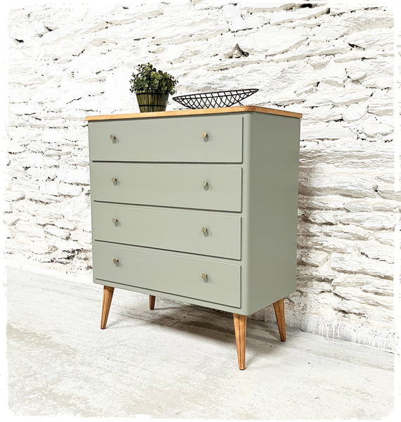 Commode Vintage Pieds Compas Gris Vert