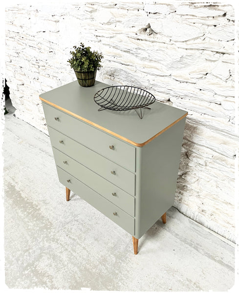 Commode Vintage Pieds Compas Gris Vert