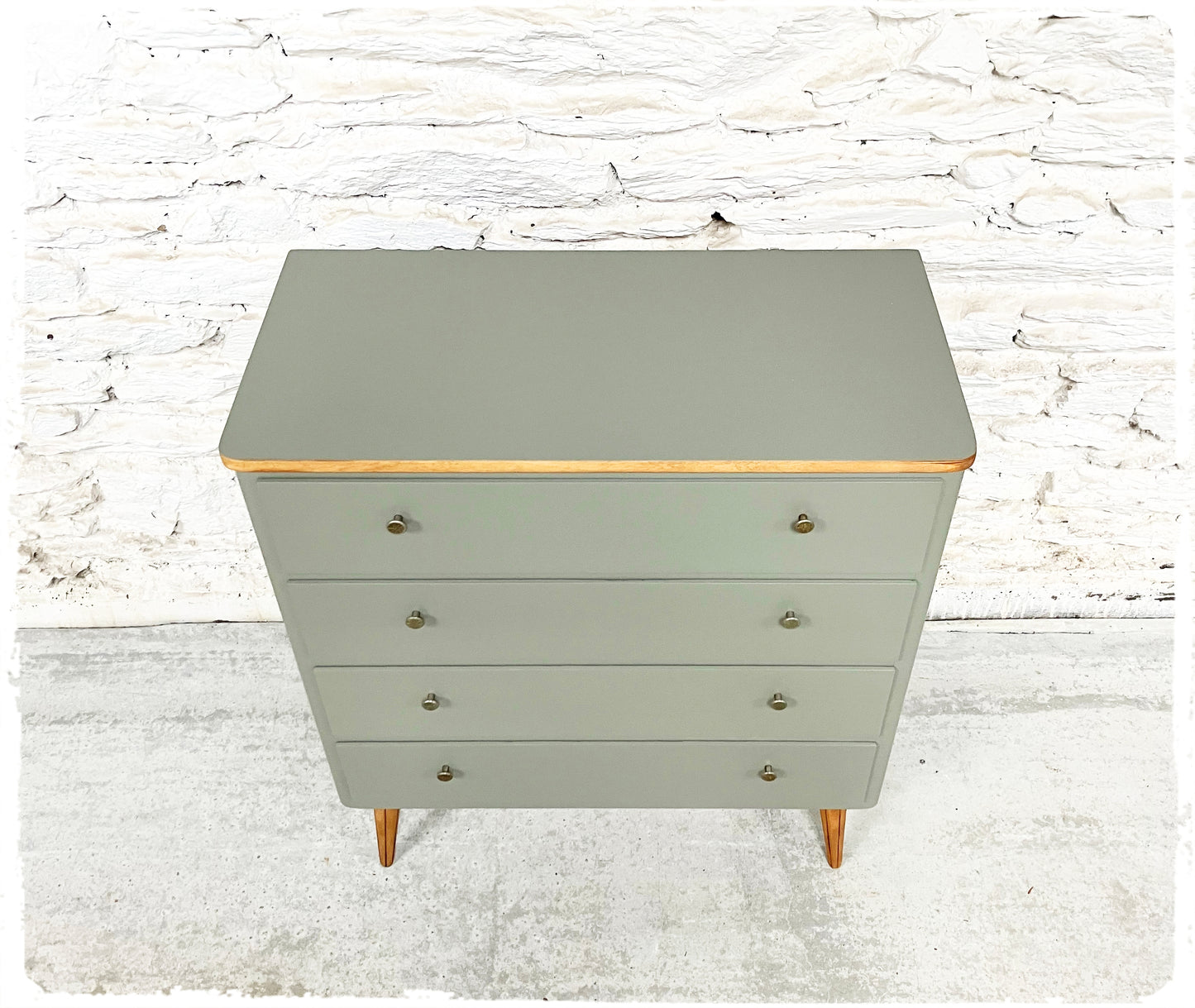 Commode Vintage Pieds Compas Gris Vert