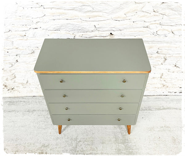 Commode Vintage Pieds Compas Gris Vert