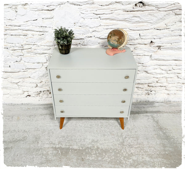 Commode Vintage Pieds Compas Revisitée Gris Vert Clair