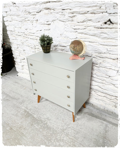 Commode Vintage Pieds Compas Revisitée Gris Vert Clair