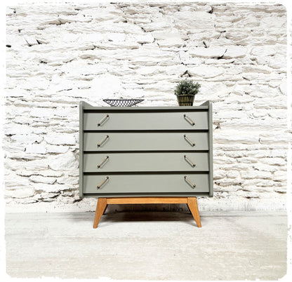 Commode Vintage Pieds Compas Années 50 Revisitée Gris Vert