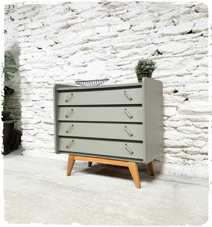 Commode Vintage Pieds Compas Années 50 Revisitée Gris Vert