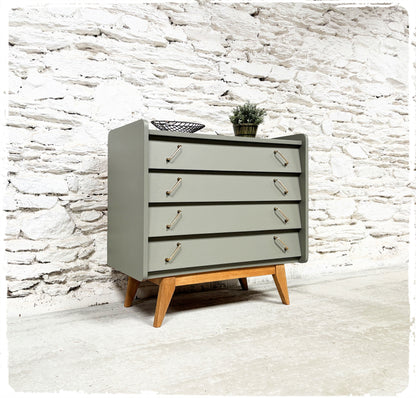 Commode Vintage Pieds Compas Années 50 Revisitée Gris Vert
