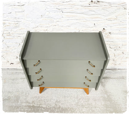 Commode Vintage Pieds Compas Années 50 Revisitée Gris Vert