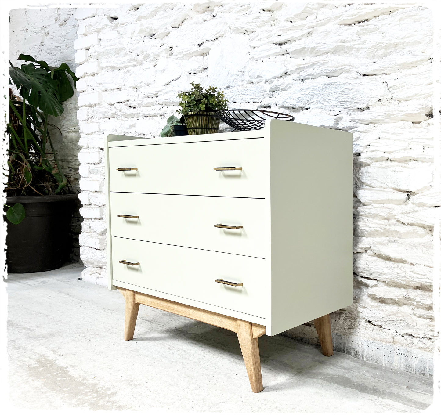 Commode Vintage Pieds Compas Gris Vert Clair