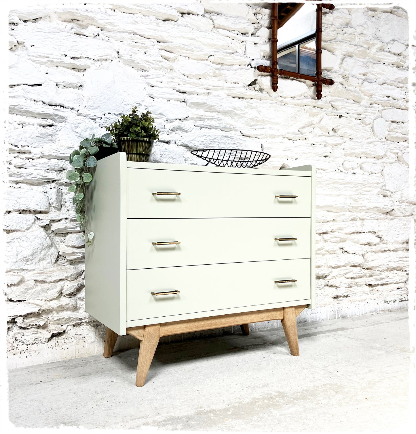 Commode Vintage Pieds Compas Gris Vert Clair