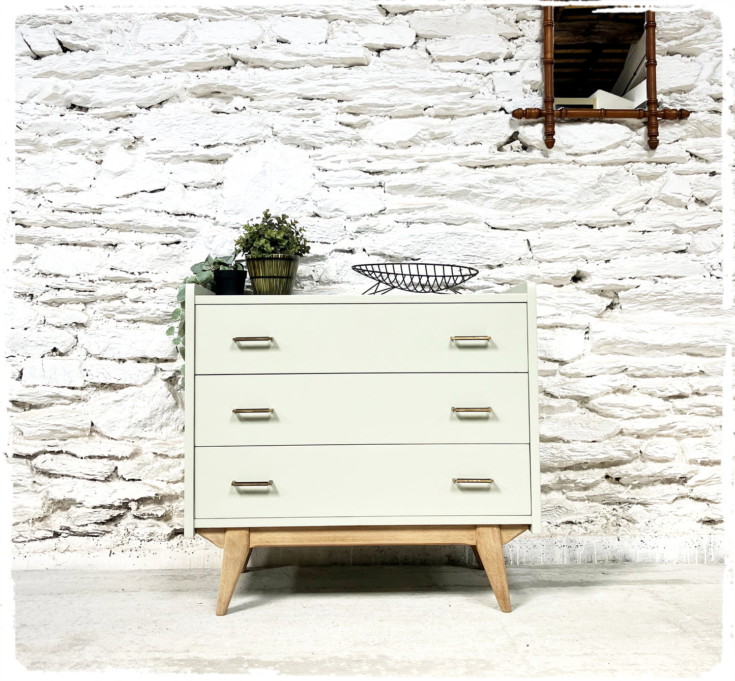 Commode Vintage Pieds Compas Gris Vert Clair