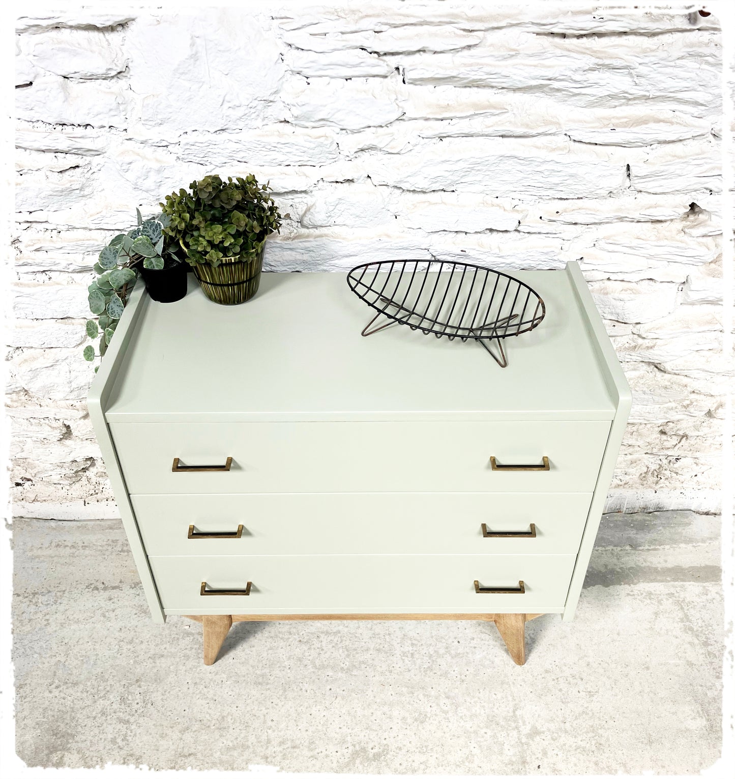 Commode Vintage Pieds Compas Gris Vert Clair
