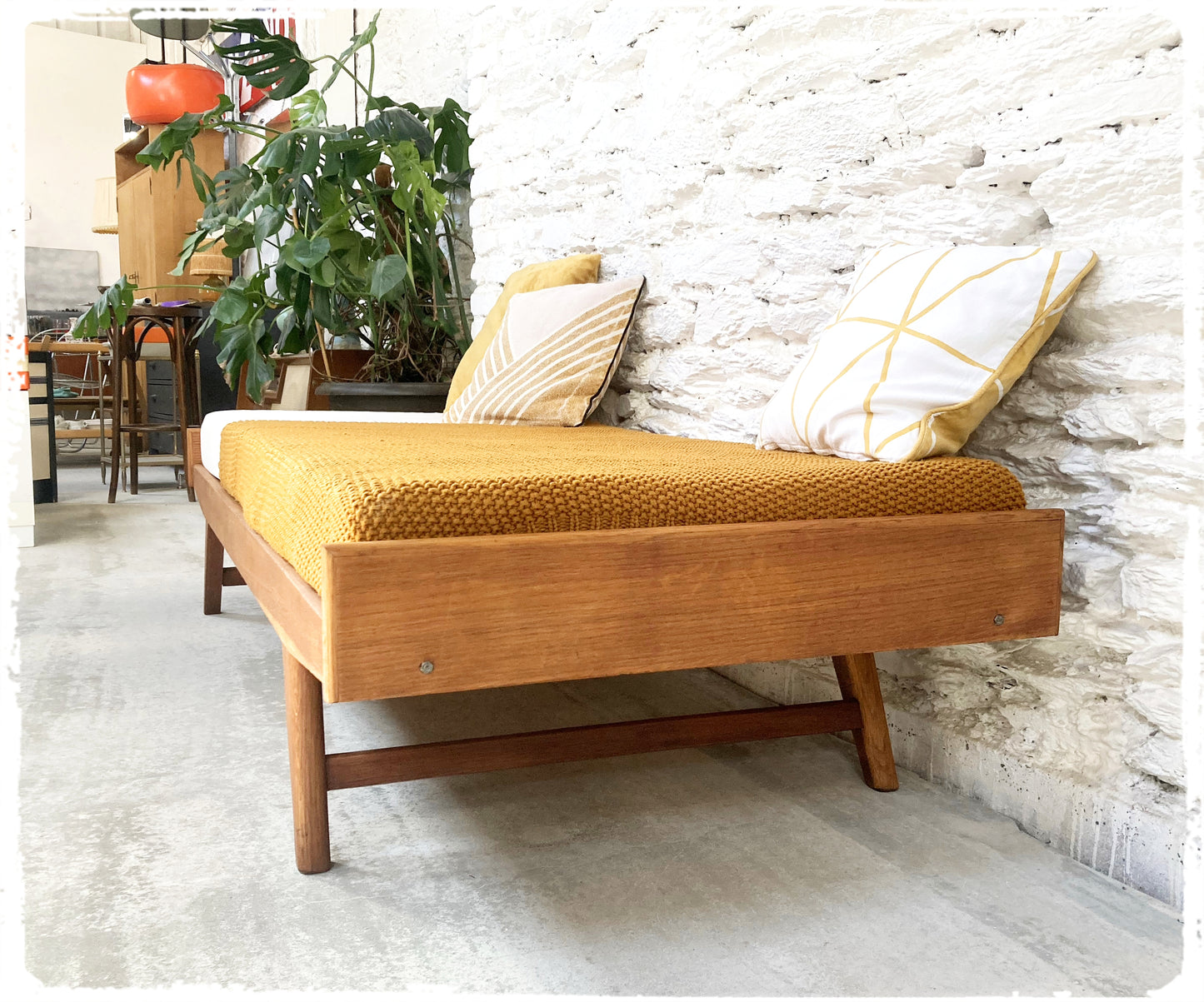 Daybed Banquette Vintage Pieds Compas Années 50
