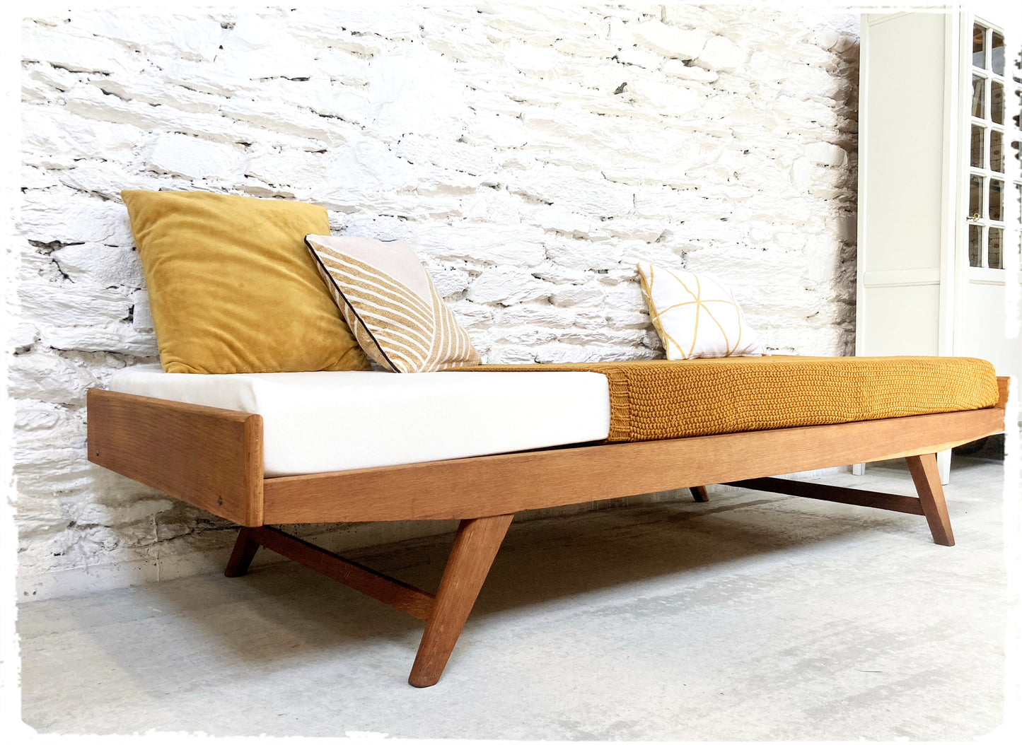 Daybed Banquette Vintage Pieds Compas Années 50