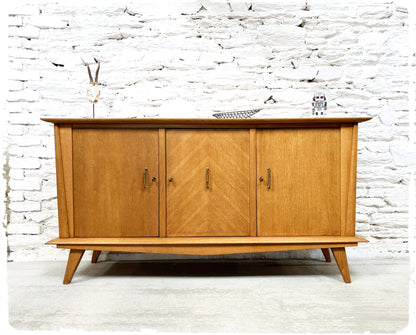 Buffet 50s Enfilade Vintage Pieds Compas Bois Doré