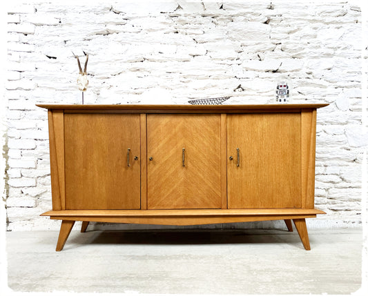 Buffet 50s Enfilade Vintage Pieds Compas Bois Doré