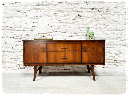 Petite Enfilade Basse Vintage en Palissandre Pieds Compas