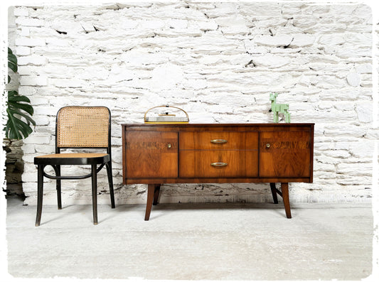 Petite Enfilade Basse Vintage en Palissandre Pieds Compas