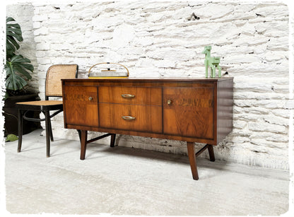 Petite Enfilade Basse Vintage en Palissandre Pieds Compas