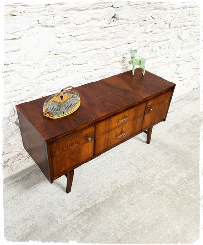 Petite Enfilade Basse Vintage en Palissandre Pieds Compas