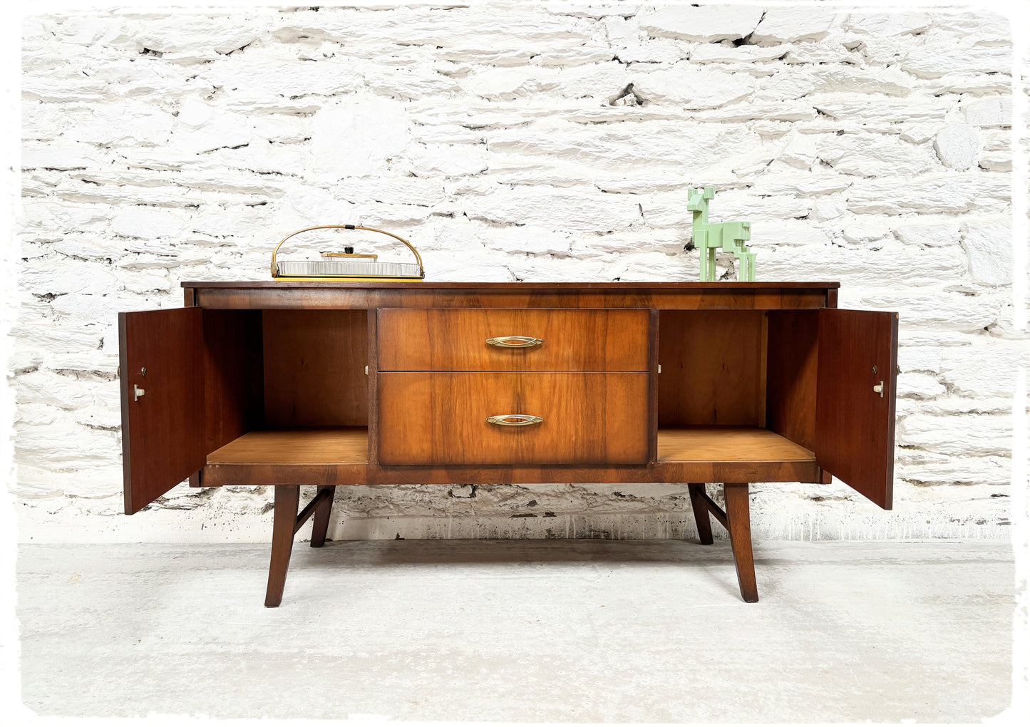 Petite Enfilade Basse Vintage en Palissandre Pieds Compas