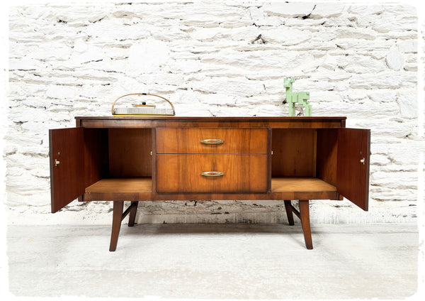 Petite Enfilade Basse Vintage en Palissandre Pieds Compas