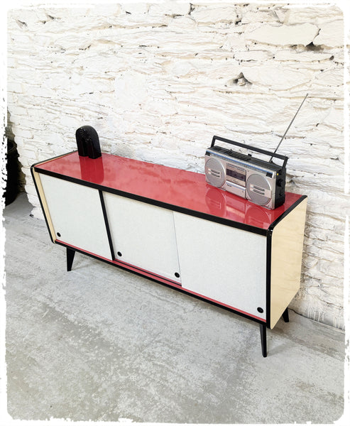 Enfilade Basse Vintage Formica Pieds Compas