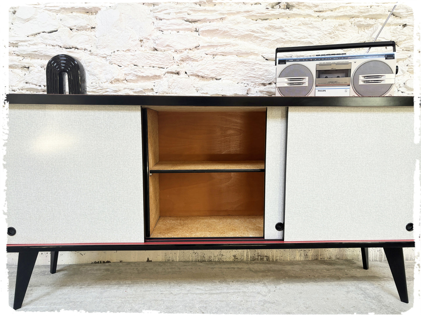 Enfilade Basse Vintage Formica Pieds Compas