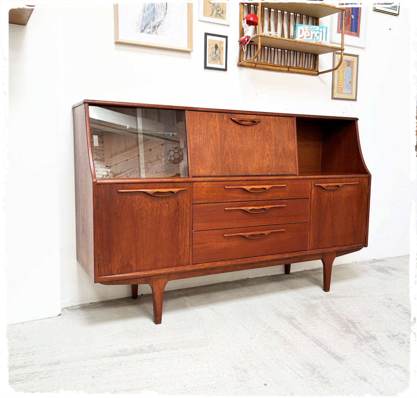 Enfilade Mi Haute Jentique Vintage en Teck Années 60