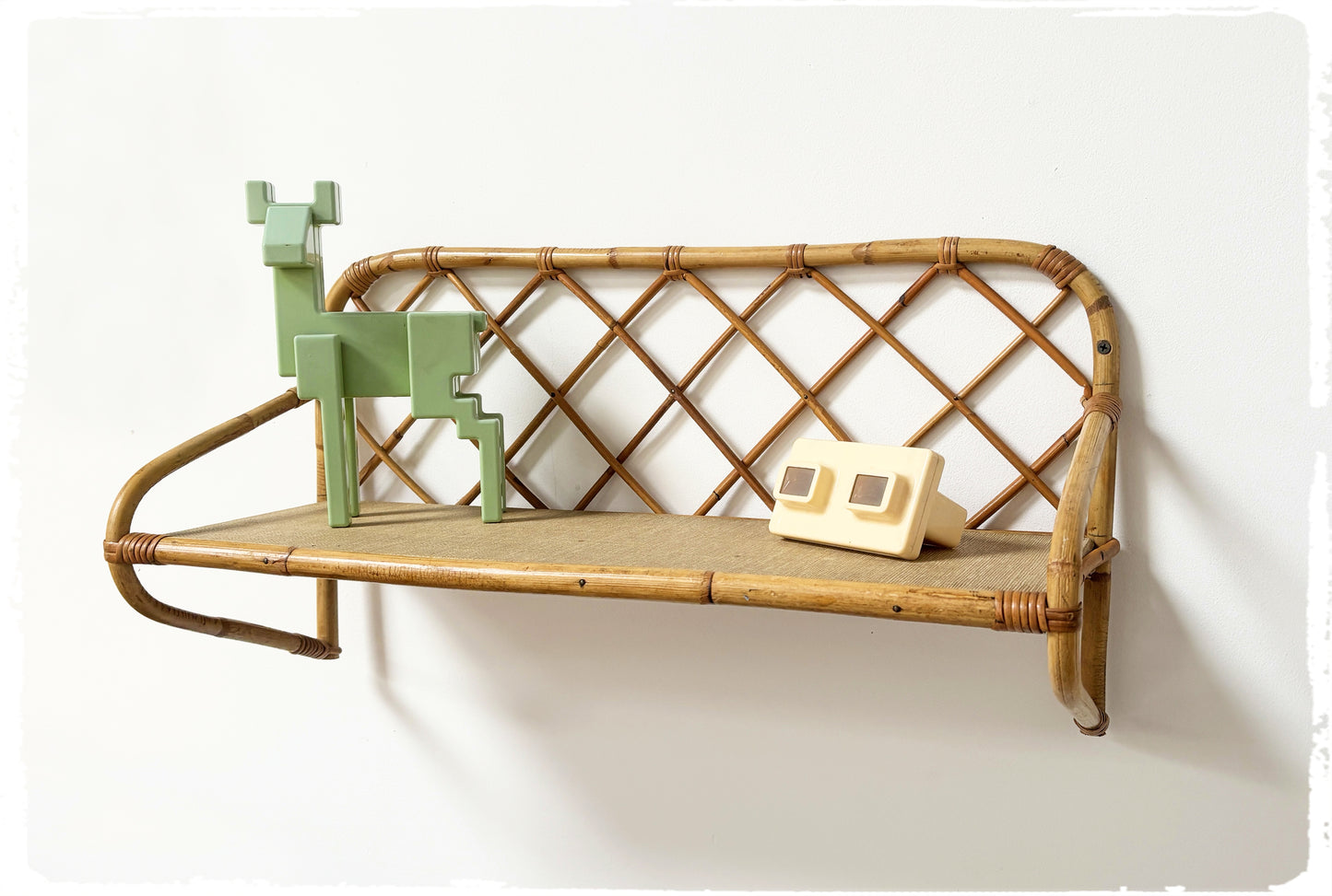 Étagère Simple Vintage en Rotin Années 50