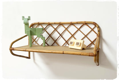 Étagère Simple Vintage en Rotin Années 50