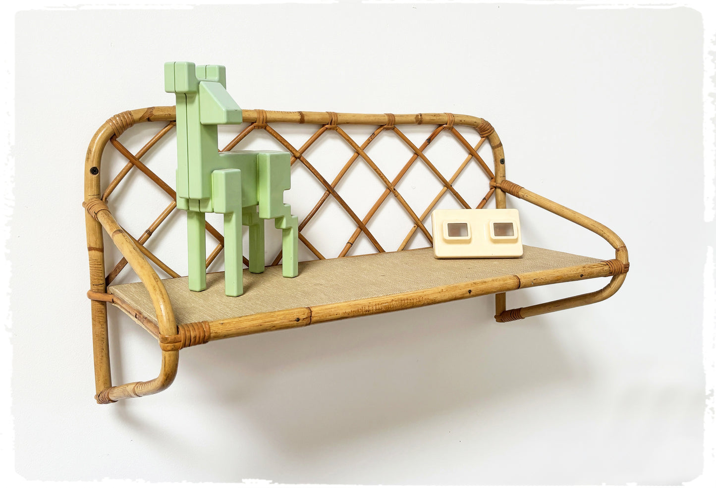 Étagère Simple Vintage en Rotin Années 50