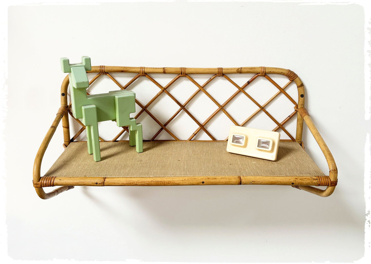 Étagère Simple Vintage en Rotin Années 50
