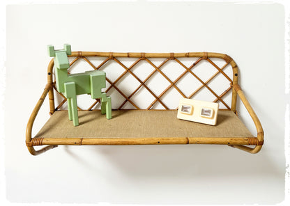 Étagère Simple Vintage en Rotin Années 50