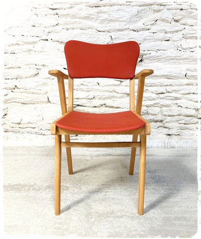 Fauteuil Bridge Vintage Pieds Compas Vinyle Rouge