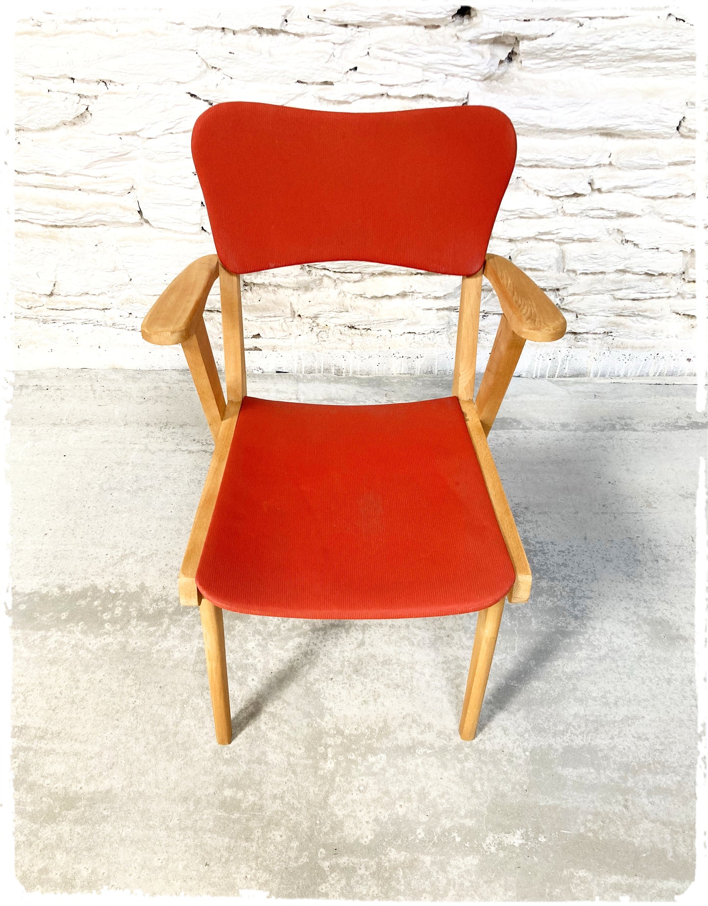 Fauteuil Bridge Vintage Pieds Compas Vinyle Rouge