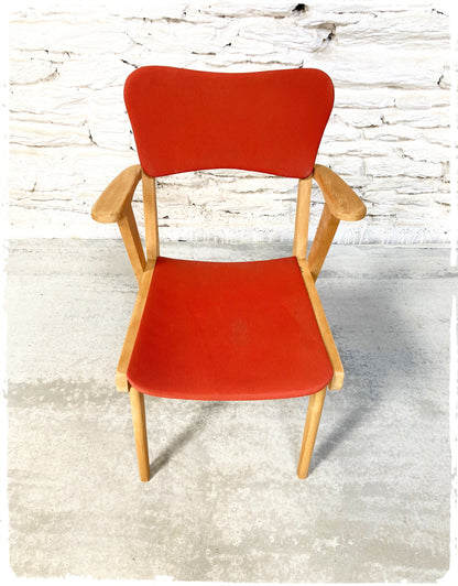 Fauteuil Bridge Vintage Pieds Compas Vinyle Rouge