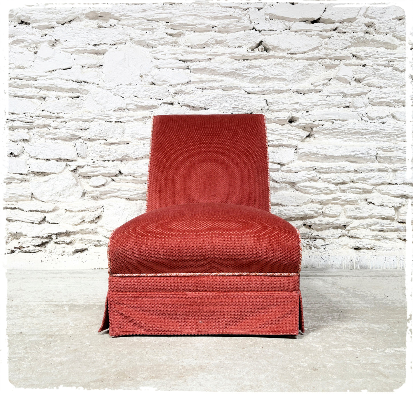 Fauteuil Chauffeuse Vintage Velours Rose Ancien
