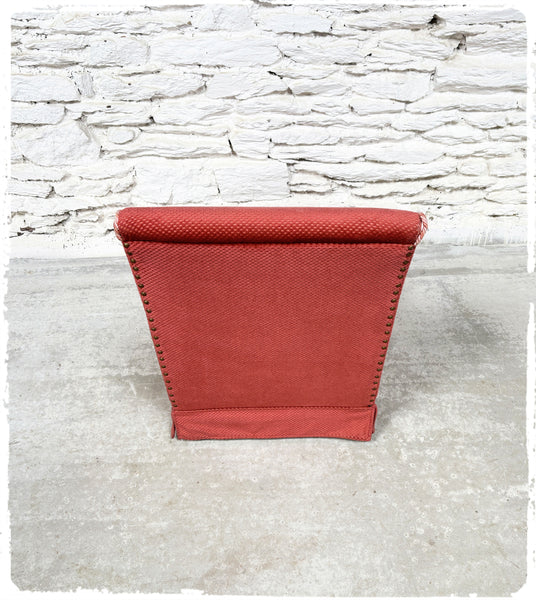 Fauteuil Chauffeuse Vintage Velours Rose Ancien