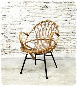 Fauteuil Coquille Vintage en Rotin Rohé Noordwolde