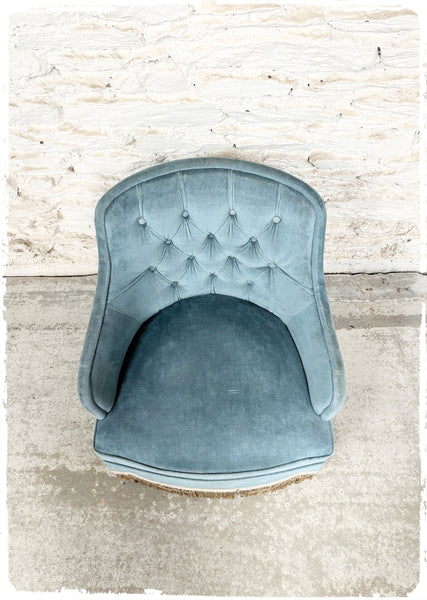 Fauteuil Crapaud Vintage Bleu