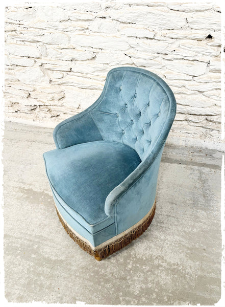 Fauteuil Crapaud Vintage Bleu